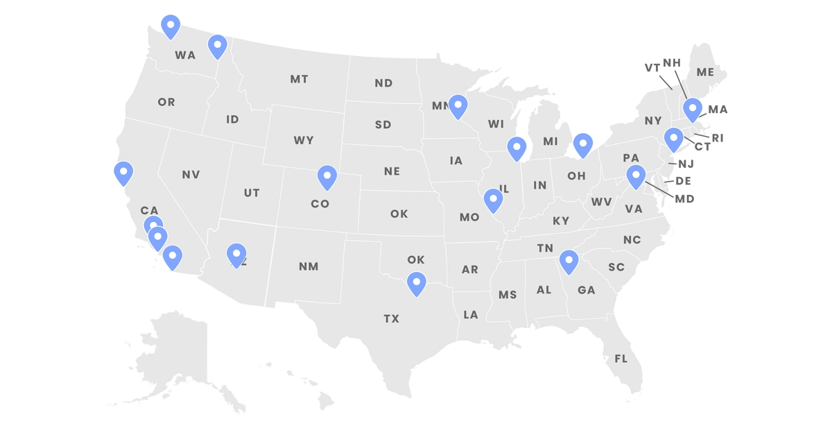 Map of CXLUSA study sites